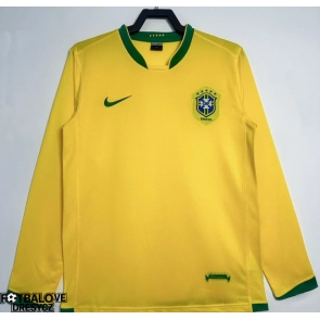 Brazílie 2006 Retro Domácí Dres Dlouhý Rukáv
